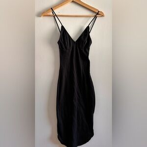American Apparel Black Ribbed Midi Dress
